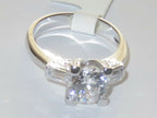 Jewellery Kingdom Ladies Three Stone Solitaire Cubic Zirconia Emerald Cut 3 Carat Ring (Sterling Silver) - Jewelry Rings - British D'sire
