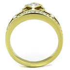 Jewellery Kingdom Ladies Tiara Princess Cut Flat Steel Cubic Zirconia Gold Crown Ring - Jewelry Rings - British D'sire