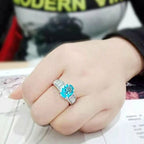 Jewellery Kingdom Ladies Topaz Cubic Zirconia Emerald Cuts Stainless Steel Designer 3ct Ring (Silver Blue) - Jewelry Rings - British D'sire