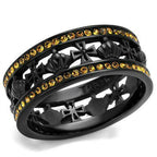 Jewellery Kingdom Ladies Topaz Goth Biker Crown Cross Cubic Zirconia Band Ring Black - Jewelry Rings - British D'sire
