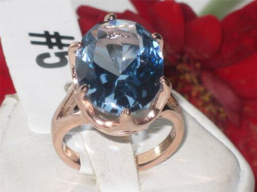 Jewellery Kingdom Ladies Topaz Oval Solitaire Rose Gold Steel Fancy Shank 7 Carat Ring (Blue) Secondary image
