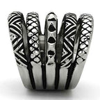 Jewellery Kingdom Ladies Tribal Band 24mm Wide Blackened No Stone Ring (Silver) - Rings - British D'sire