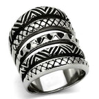Jewellery Kingdom Ladies Tribal Band 24mm Wide Blackened No Stone Ring (Silver) - Rings - British D'sire