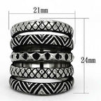 Jewellery Kingdom Ladies Tribal Band 24mm Wide Blackened No Stone Ring (Silver) - Rings - British D'sire