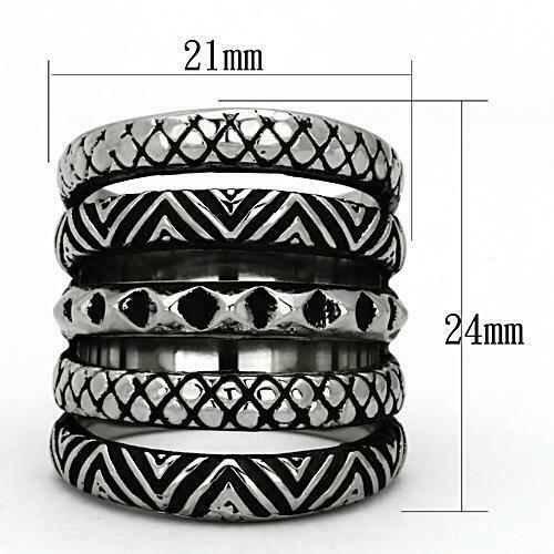 Jewellery Kingdom Ladies Tribal Band 24mm Wide Blackened No Stone Ring (Silver) - Rings - British D'sire