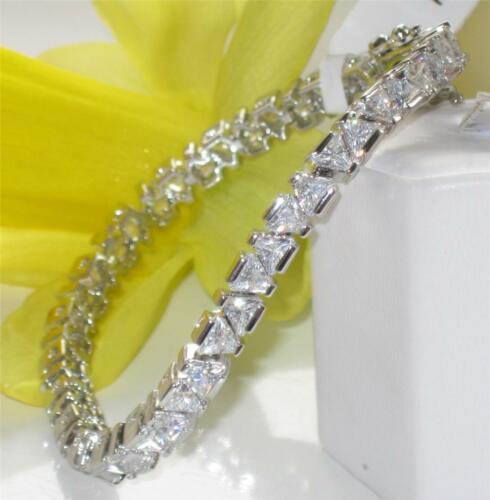 Jewellery Kingdom Ladies Trillian Cut Triangles 15 Carat Rhodium Tennis Bracelet (Silver) - Bracelets & Bangles - British D'sire