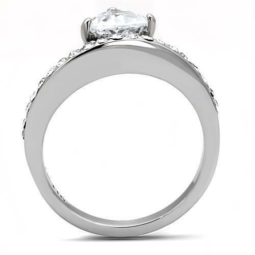 Jewellery Kingdom Ladies Trillion Cut Stainless Steel Cz Cubic Zirconia Pave Engagement Ring Jewellery Kingdom Ladies Trillion Cut Stainless Steel Cz Cubic Zirconia Pave Engagement Ring - Jewelry Rings - British D'sire Main image