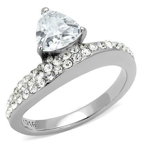 Jewellery Kingdom Ladies Trillion Cut Stainless Steel Cz Cubic Zirconia Pave Engagement Ring Jewellery Kingdom Ladies Trillion Cut Stainless Steel Cz Cubic Zirconia Pave Engagement Ring - Jewelry Rings - British D'sire