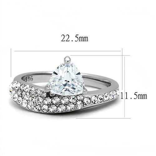 Jewellery Kingdom Ladies Trillion Cut Stainless Steel Cz Cubic Zirconia Pave Engagement Ring Jewellery Kingdom Ladies Trillion Cut Stainless Steel Cz Cubic Zirconia Pave Engagement Ring - Jewelry Rings - British D'sire