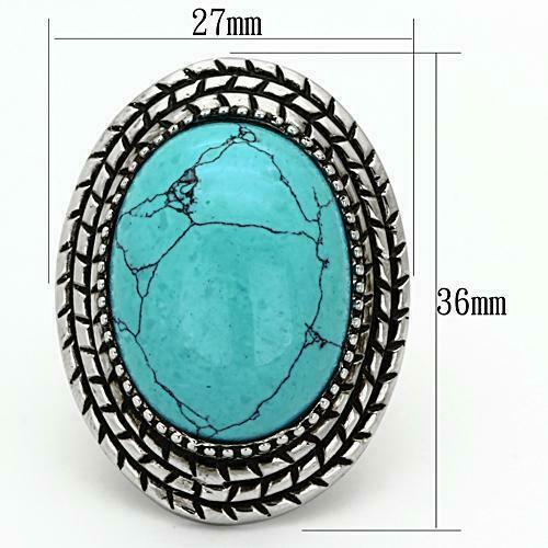 Jewellery Kingdom Ladies Turquoise Big Cocktail Stainless Steel Statement Sale Ring (Blue) Secondary image