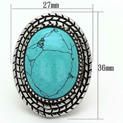Jewellery Kingdom Ladies Turquoise Big Cocktail Stainless Steel Statement Sale Ring (Blue) - Jewelry Rings - British D'sire