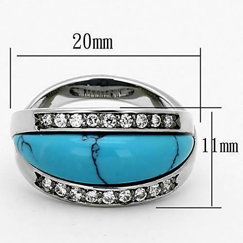 Jewellery Kingdom Ladies Turquoise Rodium Cubic Zirconia Comfort Silver December Birthstone Ring (Blue) Secondary image