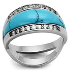 Jewellery Kingdom Ladies turquoise Rodium Cubic Zirconia Comfort Silver December Birthstone Ring (Blue) - Jewelry Rings - British D'sire