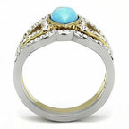 Jewellery Kingdom Ladies Turquoise Set Blue Pear Engagement Wedding Band Stainless Steel Ring - Jewelry Rings - British D'sire