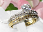Jewellery Kingdom Ladies Two Tone Cz 18kt Solitaire Accents Stainless Steel 2pcs Ring Set - Jewelry Rings - British D'sire