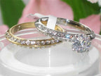 Jewellery Kingdom Ladies Two Tone Cz 18kt Solitaire Accents Stainless Steel 2pcs Ring Set - Jewelry Rings - British D'sire