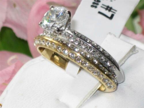 Jewellery Kingdom Ladies Two Tone Cz 18kt Solitaire Accents Stainless Steel 2pcs Ring Set - Jewelry Rings - British D'sire Main image