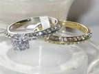 Jewellery Kingdom Ladies Two Tone Cz 18kt Solitaire Accents Stainless Steel 2pcs Ring Set - Jewelry Rings - British D'sire