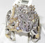 Jewellery Kingdom Ladies Two Tone Wide Cubic Zirconia Gold 18kt Band Fancy Unique Half Price Ring (Silver) - Jewelry Rings - British D'sire