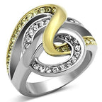 Jewellery Kingdom Ladies Two Toneswirl Cubic Zirconia 18kt Steel Pave Sparkling Pretty Unique Ring (Gold) - Jewelry Rings - British D'sire