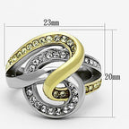 Jewellery Kingdom Ladies Two Toneswirl Cubic Zirconia 18kt Steel Pave Sparkling Pretty Unique Ring (Gold) - Jewelry Rings - British D'sire