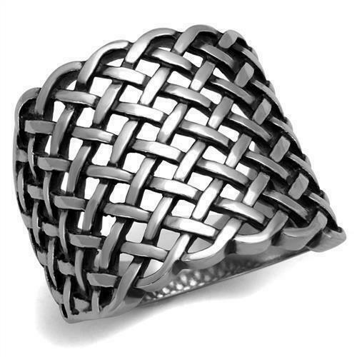 Jewellery Kingdom Ladies Weave Band No Stone Stainless Steel 316L Highly Polished Ring (Silver) - Jewelry Rings - British D'sire Main image
