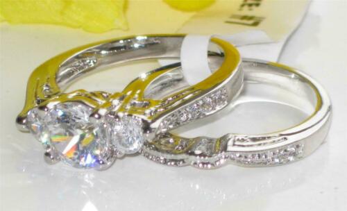 Jewellery Kingdom Ladies Wedding Band Past Present Future Ring Set (Silver) Secondary image