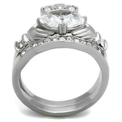 Jewellery Kingdom Ladies Wedding Band Set Pear Claddagh Ring (Silver) - Engagement Rings - British D'sire