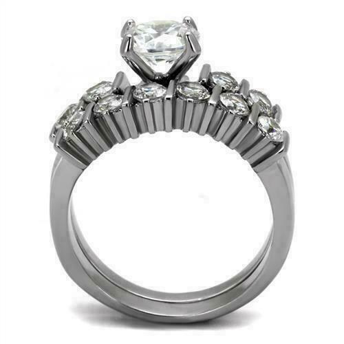 Jewellery Kingdom Ladies Wedding Band Simulated Diamond Engagement Ring Set Secondary image