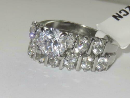 Jewellery Kingdom Ladies Wedding Band Simulated Diamond Engagement Ring Set (Silver) - Engagement Rings - British D'sire