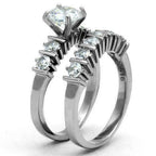 Jewellery Kingdom Ladies Wedding Band Simulated Diamond Engagement Ring Set (Silver) - Engagement Rings - British D'sire