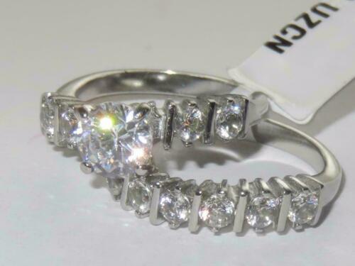 Jewellery Kingdom Ladies Wedding Band Simulated Diamond Engagement Ring Set (Silver) - Engagement Rings - British D'sire