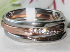 Jewellery Kingdom Ladies Wedding Band Stacking Cubic Zirconia 3 Pieces Ring (Rose Gold) - Rings - British D'sire