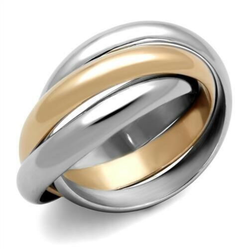 Jewellery Kingdom Ladies Wedding Band Stainless Steel Rose Gold Interlocking Russian Ring - Jewelry Rings - British D'sire Main image