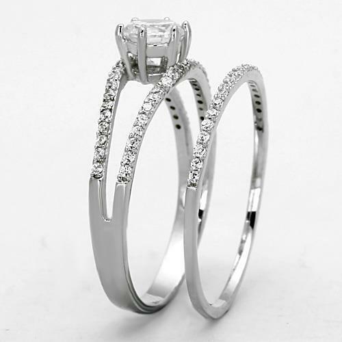 Jewellery Kingdom Ladies Wedding Engagement Band Set 1.40K 2pcs Solitaire Ring (Silver) - Rings - British D'sire Main image