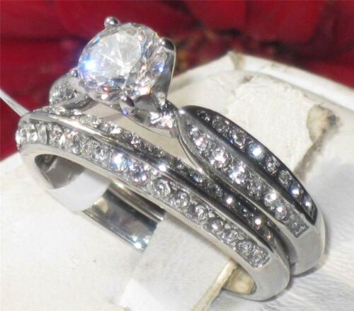Jewellery Kingdom Ladies Wedding Engagement Band Set 1.5K Stainless Steel Ring (Silver) - Engagement Rings - British D'sire Main image