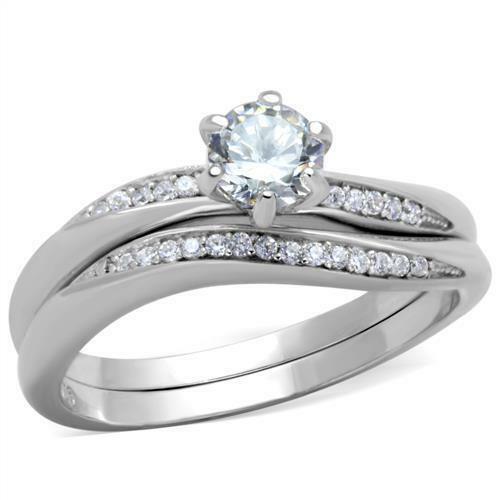 Jewellery Kingdom Ladies Wedding Engagement Band Set 2pcs 1.80 Carat Ring (Silver) - Engagement Rings - British D'sire Main image
