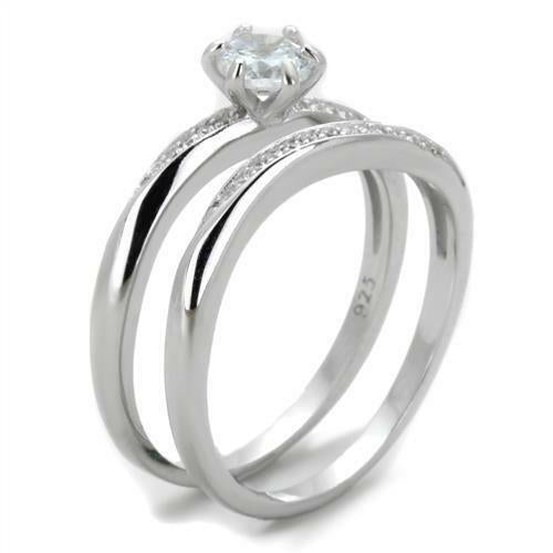 Jewellery Kingdom Ladies Wedding Engagement Band Set 2pcs 1.80 Carat Ring (Silver) - Engagement Rings - British D'sire
