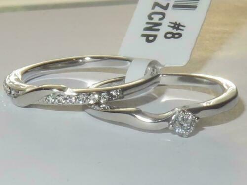 Jewellery Kingdom Ladies Wedding Engagement Band Set Cubic Zirconia Stainless Steel 5 Star Ring (Silver) - Jewelry Rings - British D'sire