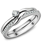 Jewellery Kingdom Ladies Wedding Engagement Band Set Cubic Zirconia Stainless Steel 5 Star Ring (Silver) - Jewelry Rings - British D'sire