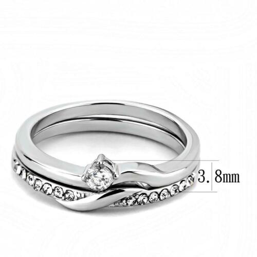 Jewellery Kingdom Ladies Wedding Engagement Band Set Cubic Zirconia Stainless Steel 5 Star Ring (Silver) - Jewelry Rings - British D'sire