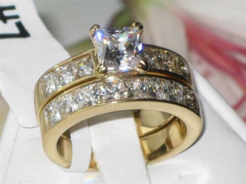 Jewellery Kingdom Ladies Wedding Engagement Band Set Princess Cut Ring Secondary image