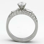 Jewellery Kingdom Ladies Wedding Engagement Bands 3pc Stainless Steel Silver Stacking Ring Set - Jewelry Rings - British D'sire