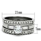 Jewellery Kingdom Ladies Wedding Engagement Bands 3pc Stainless Steel Silver Stacking Ring Set - Jewelry Rings - British D'sire