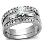 Jewellery Kingdom Ladies Wedding Engagement Bands 3pc Stainless Steel Silver Stacking Ring Set - Jewelry Rings - British D'sire