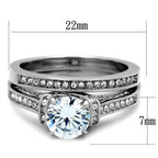 Jewellery Kingdom Ladies Wedding Engagement Cz Stainless Steel 2 Carat Silver 2pcs Ring Set - Jewelry Rings - British D'sire
