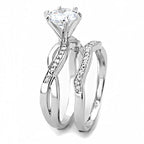 Jewellery Kingdom Ladies Wedding Engagement Set Band Cross Over 1k Rhodium Ring (Silver) - Jewelry Rings - British D'sire