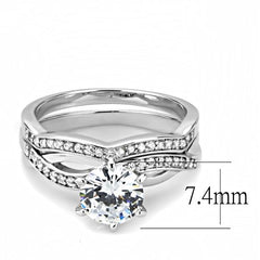 Jewellery Kingdom Ladies Wedding Engagement Set Band Cross Over 1k Rhodium Ring (Silver) - Jewelry Rings - British D'sire