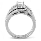 Jewellery Kingdom Ladies Wedding Engagement Set Band Cz Princess 2pcs Stainless Steel Ring - Jewelry Rings - British D'sire