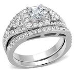 Jewellery Kingdom Ladies Wedding Engagement Set Band Cz Princess 2pcs Stainless Steel Ring - Jewelry Rings - British D'sire